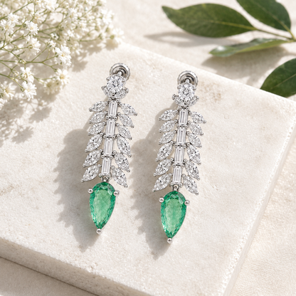 925 Silver Emerald Doublet Drop Earrings – Statement Green Gemstone Earrings for Women