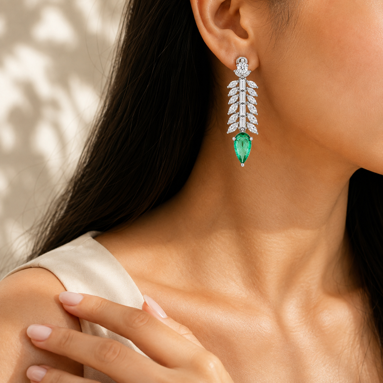 925 Silver Emerald Doublet Drop Earrings – Statement Green Gemstone Earrings for Women