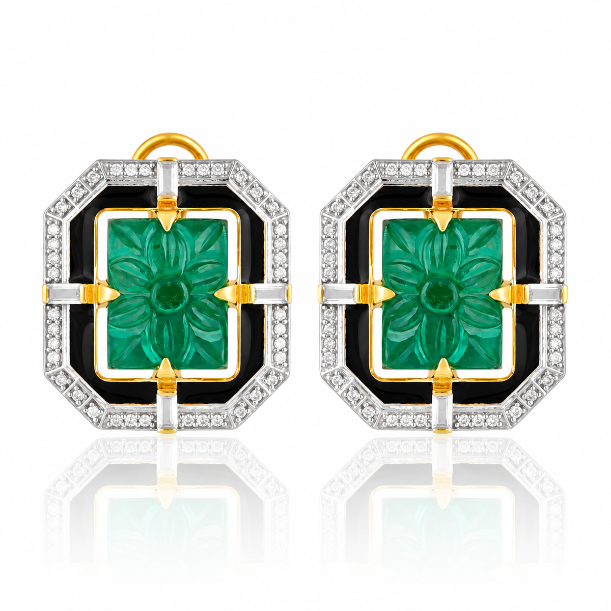 Emerald Green & Black Statement Pendant Necklace Set – Gold Tone Crystal Necklace for Women