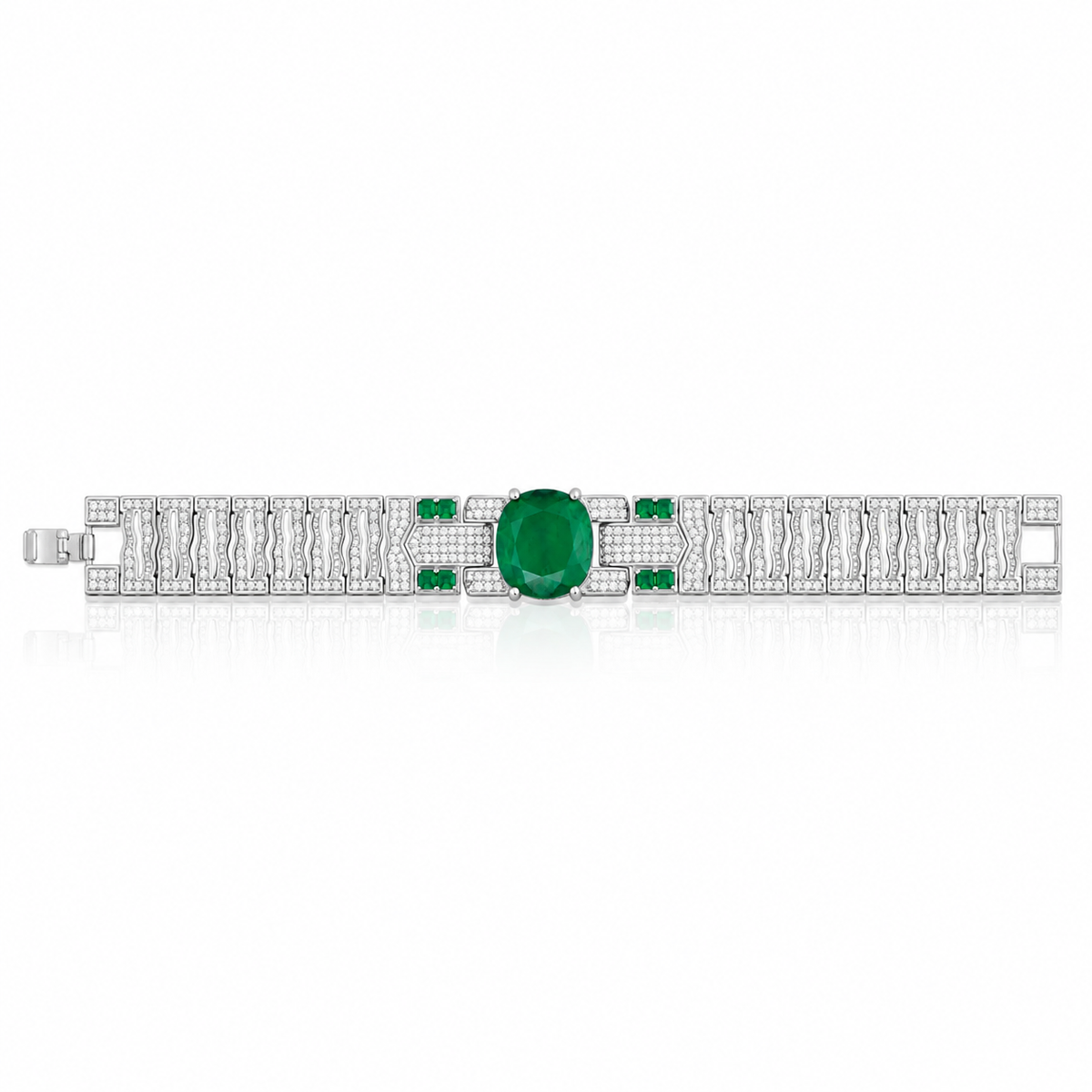 925 Silver Emerald Doublet Stone Statement Bracelet – Luxury Crystal Tennis Bracelet for Women