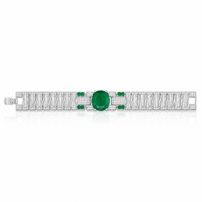 925 Silver Emerald Doublet Stone Statement Bracelet – Luxury Crystal Tennis Bracelet for Women