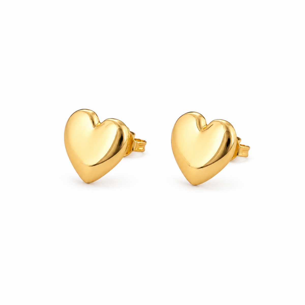 Gold Plated Heart Stud Earrings – Minimalist Statement Earrings for Women