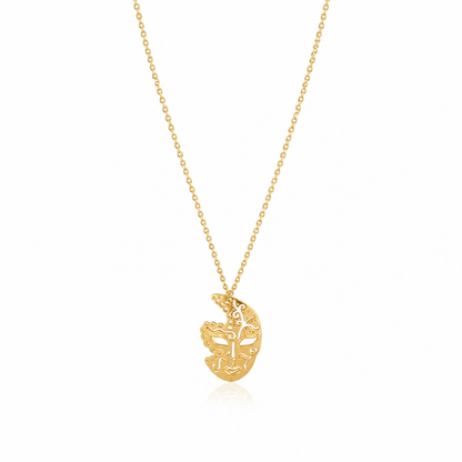 Gold Face Pendant Necklace for Women | Artistic Brass Statement Necklace