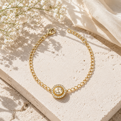 Moissanite Polki Halo Chain Bracelet – Gold Plated Statement Bracelet for Women
