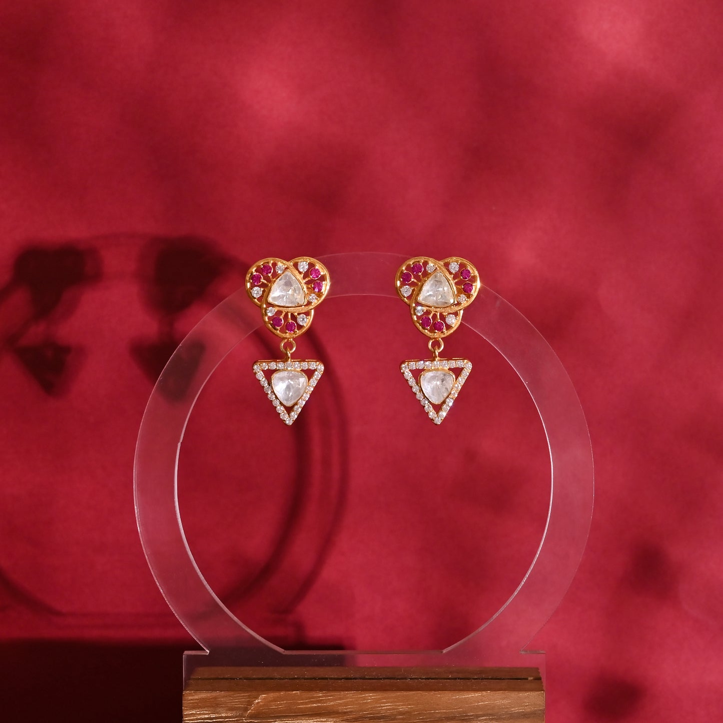 925 Silver Moissanite Pink Dangle Earrings - CZ Minimal Earrings