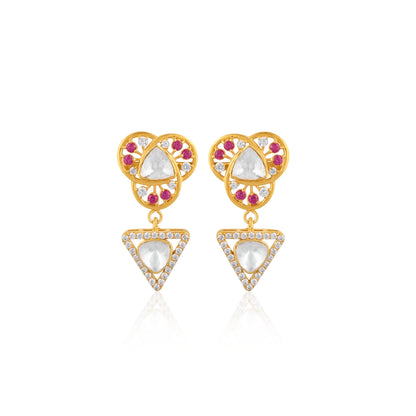 925 Silver Moissanite Pink Dangle Earrings - CZ Minimal Earrings