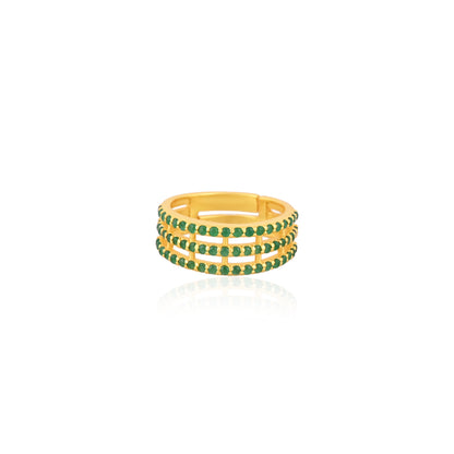 Minimalist 925 Silver Emerald Style Adjustable Ring