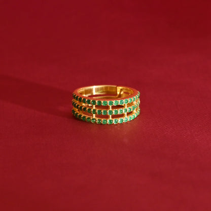 Minimalist 925 Silver Emerald Style Adjustable Ring