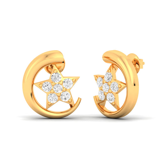 Minimalist Natural Diamond Solid Gold Stud Earring