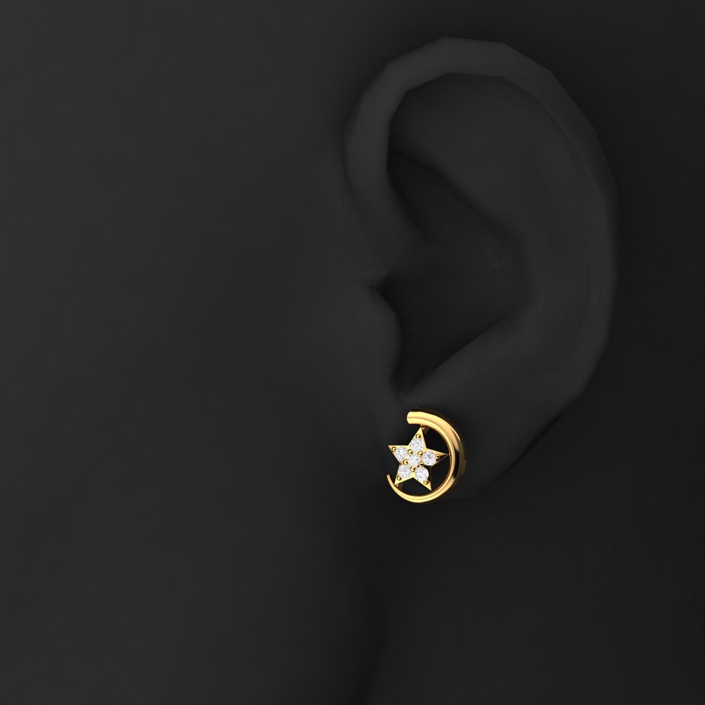 Minimalist Natural Diamond Solid Gold Stud Earring