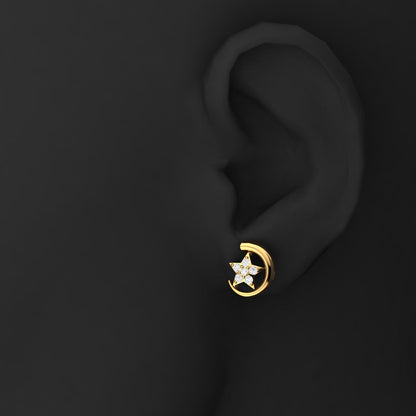 Minimalist Natural Diamond Solid Gold Stud Earring