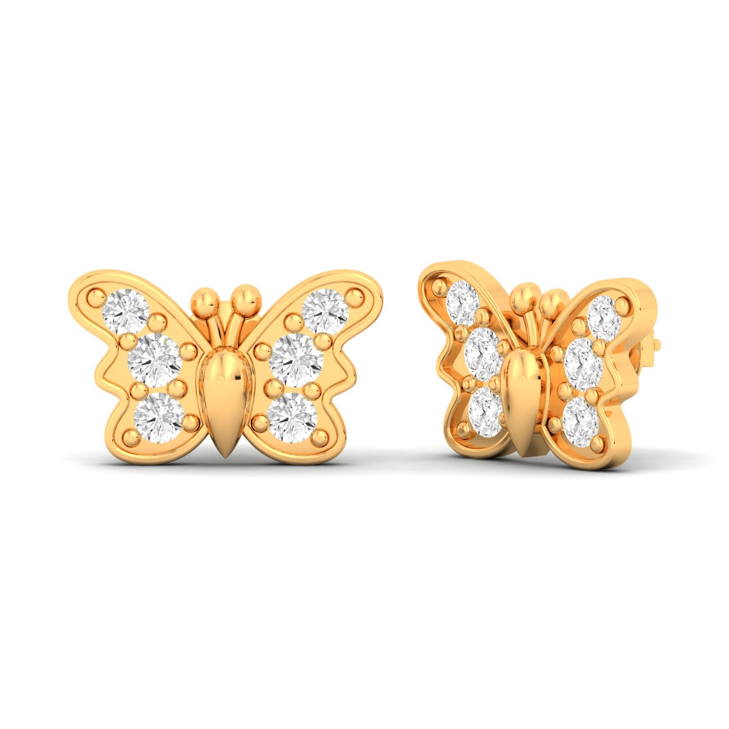 Diamond Butterfly Solid Gold Stud Earring