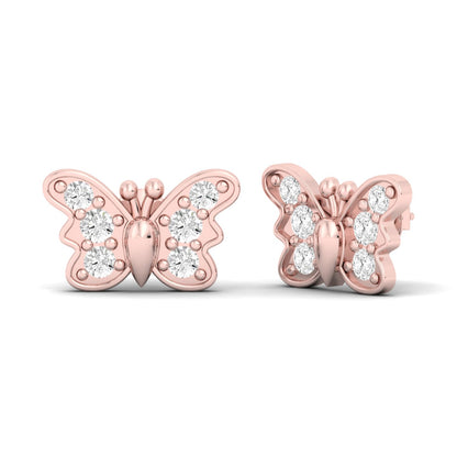 Diamond Butterfly Solid Gold Stud Earring