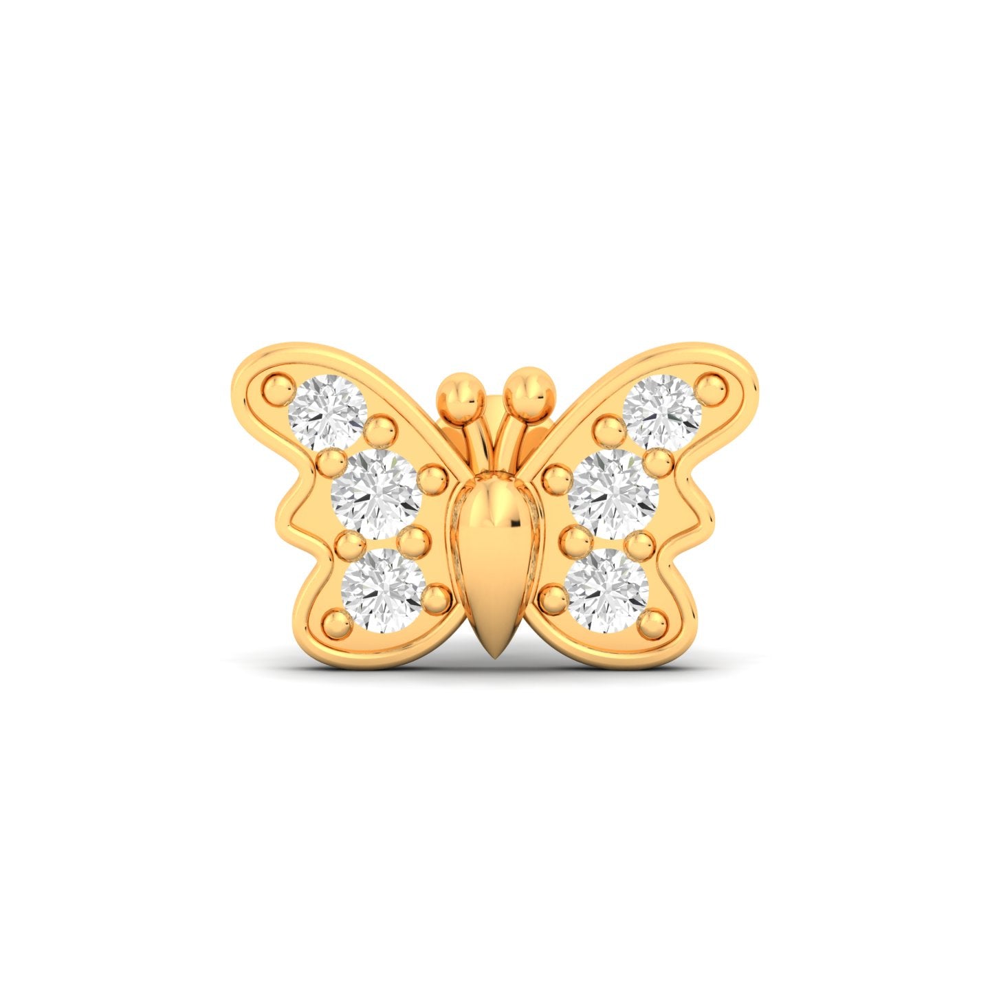 Diamond Butterfly Solid Gold Stud Earring