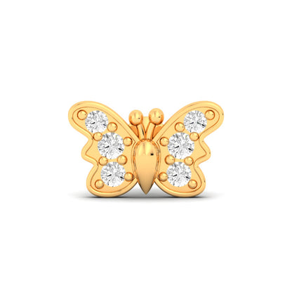 Diamond Butterfly Solid Gold Stud Earring