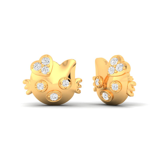 The Cute Meow Solid Gold Diamond Stud Earrings