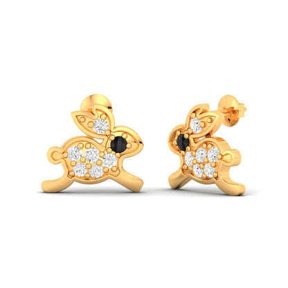 The Rabbit Solid Gold Diamond Stud Earring