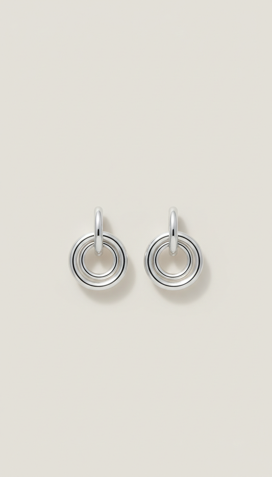 Silver Interlocking Hoop Earrings