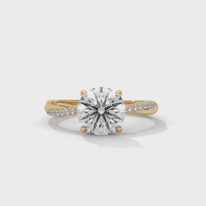 925 Sterling Silver Round Solitaire Ring with Pavé Band | Gold Vermeil Engagement Ring for Women
