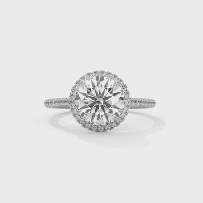 925 Sterling Silver Round Halo Engagement Ring with Pavé Band | Classic Solitaire Promise Ring for Women