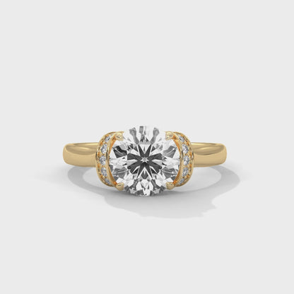 925 Sterling Silver Round Solitaire Halo Engagement Ring