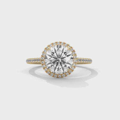 925 Sterling Silver Round Halo Engagement Ring with Pavé Band | Classic Solitaire Promise Ring for Women