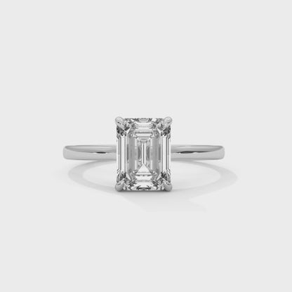 925 Silver Emerald Cut Solitaire Ring – Classic Engagement Ring