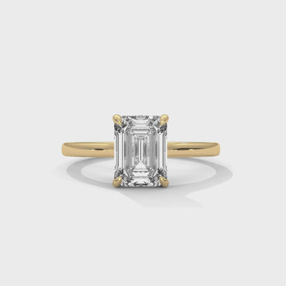 925 Silver Emerald Cut Solitaire Ring – Classic Engagement Ring