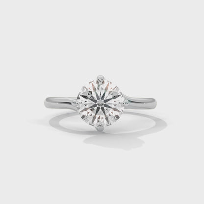 925 Sterling Silver Round Solitaire Ring | Classic Engagement Ring for Women | Gold Vermeil Finish