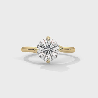 925 Sterling Silver Round Solitaire Ring | Classic Engagement Ring for Women | Gold Vermeil Finish