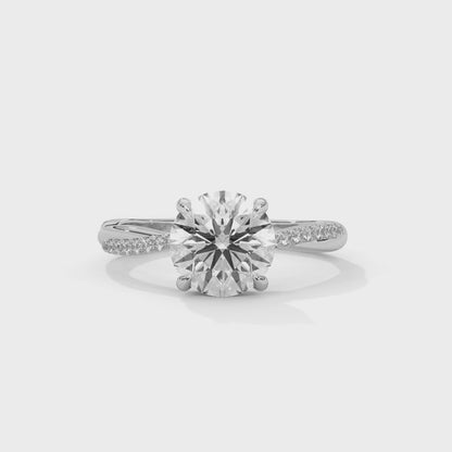 925 Sterling Silver Round Solitaire Ring with Pavé Band | Gold Vermeil Engagement Ring for Women