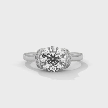 925 Sterling Silver Round Solitaire Halo Engagement Ring