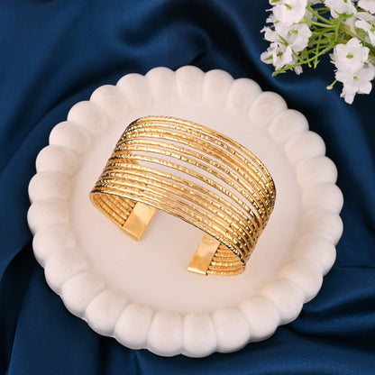 Spaced Out Statement Brass Adjustable Bangle