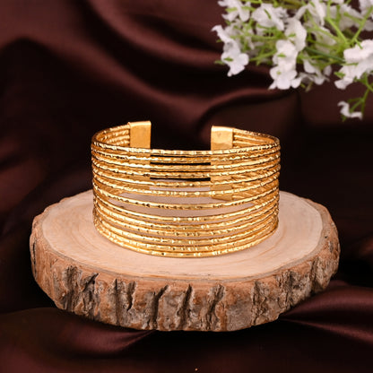 Spaced Out Statement Brass Adjustable Bangle