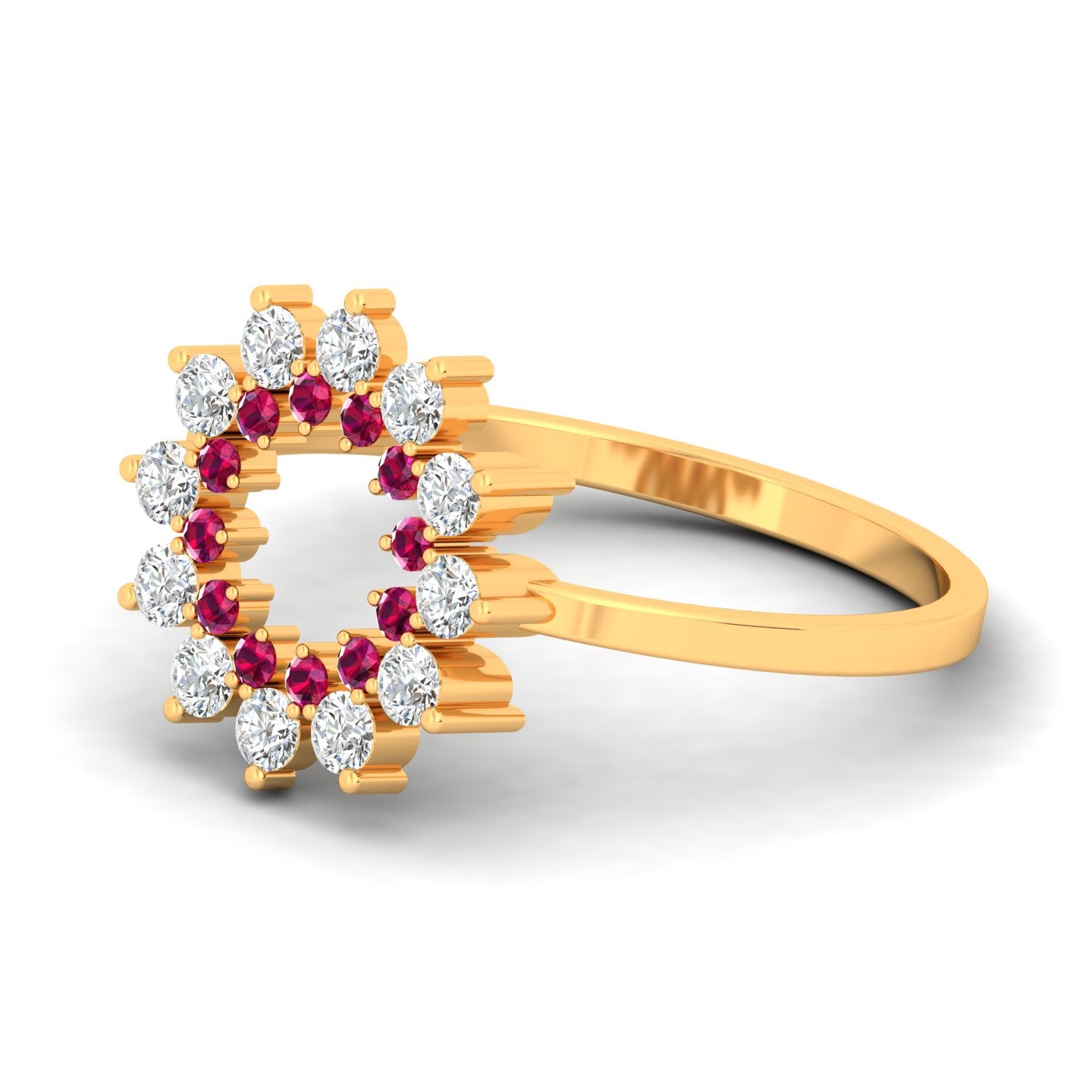 Natural Ruby 1.30mm Round Gemstone Solid Gold Diamond Minimalist Ring